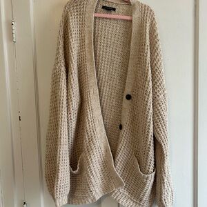Cozy Beige Knit Cardigan Sweater